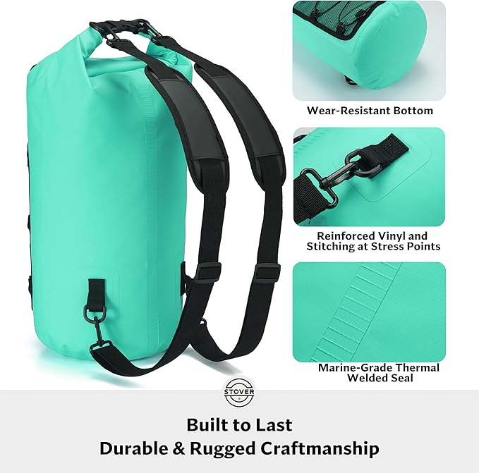 STOVER 5/10/25/30/40/55L Waterproof Dry Bag- Roll-Top Backpack w/Phone Case- Kayaking, Hiking, Camping, Boating- Men/Women