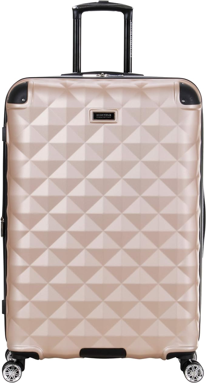 Kenneth Cole REACTION Diamond Tower Collection Lightweight Hardside Expandable 8-Wheel Spinner Travel Luggage, Rose Gold, 28-Inch Checked