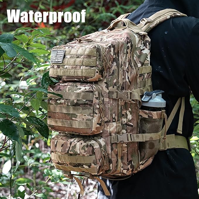 Military Tactical Backpack 25L Day Backpack for Men Molle Army 3 Days Assault Pack Bug Out Bag Water Resistant and Heavy Duty Hiking Treeking Rucksack - Camouflage