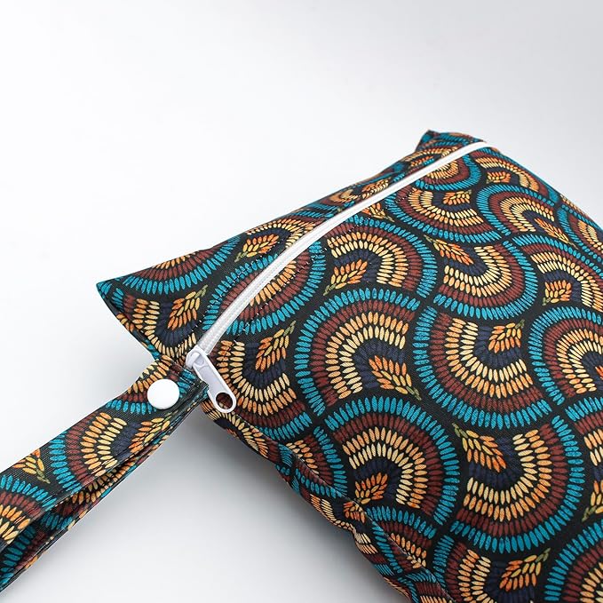 Wet Dry Bag Waterproof Reusable Wet Bag for Swimsuit, Travel, Beach, Pool, Bathing Suit, Diapers, Dirty Yoga Gym Clothes Daycare Organizer One Zippered Pocket (orange dot)