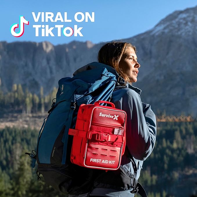 Large Pro First Aid Kit for Car, Travel & Home - Emergency Kit for Hiking, Camping, Backpacking and Outdoors - Includes Zip Stitch Wound Closure Strips