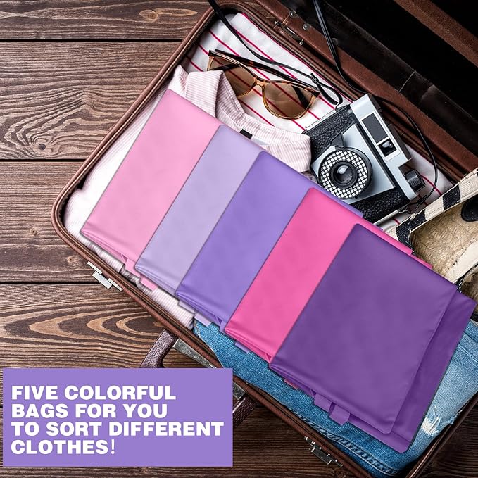 SATINIOR 5 Pcs Large Travel Laundry Bags with Handle Waterproof Washable Dirty Clothes Bags