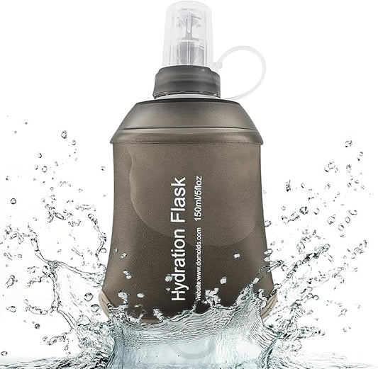 FR 150ml Soft Flask, Collapsible Soft Water Bottle for Hydration Packs - Running & Hiking Folding Water Bottle （Grey）