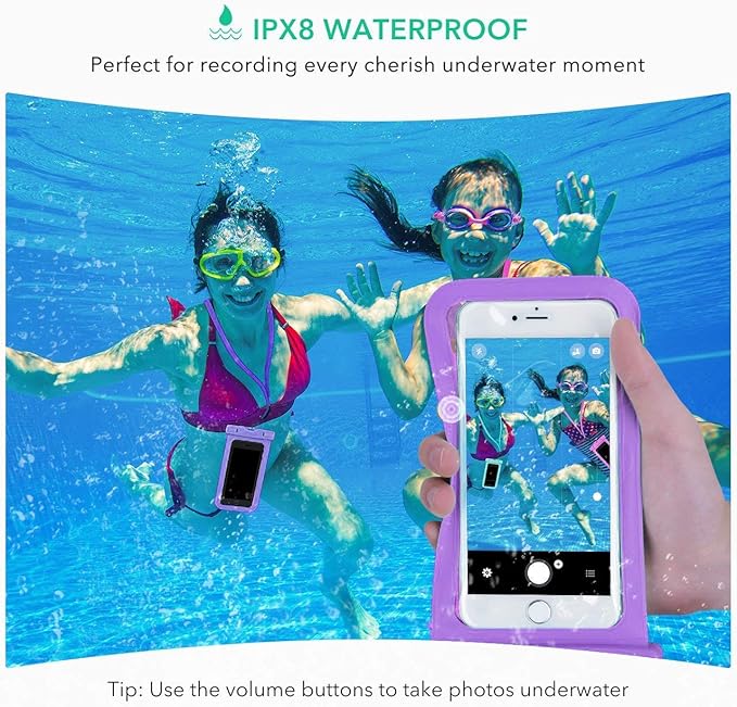 Universal Waterproof Case, 2-Pack IPX8 Waterproof Phone Lanyard Pouch Dry Bag for iPhone 17 16 15 14 13 12 Pro Max Plus Samsung Galaxy S24 S23 Note Google up to 7.5" for Pools Beach Kayaking Travel