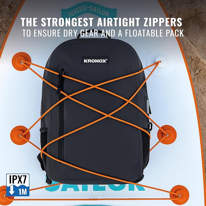 KRONOX 30L Waterproof Backpack for Men – IPX7 Submersible Dry Bag, Lightweight & Durable for Travel, Motorcycle, Kayak