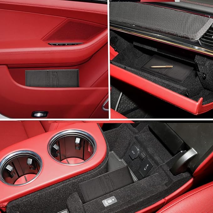 TOURSUIT Car Registration and Insurance Card Holder, Vehicle License Document Glove Box Compartment Organizer, Interior Car Accessories for Women Men Teens (Black)