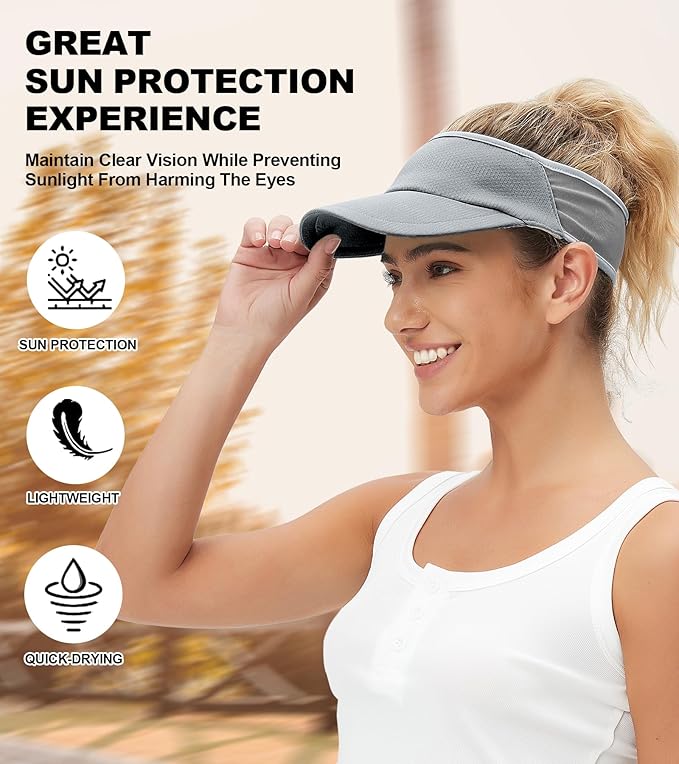 Sun Visor Hats for Men Women Lightweight Portable Stretchy Sun Hat for Running Tennis Golf