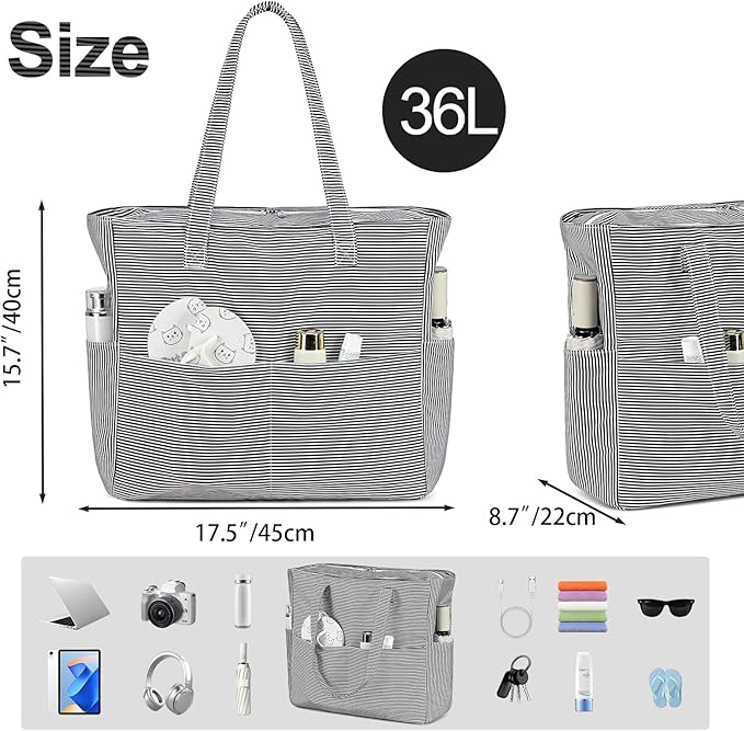 Bluboon Waterproof Beach Tote Pool Bags for Women Ladies Extra Large Carry On Bag With Wet Compartment for Weekender Travel