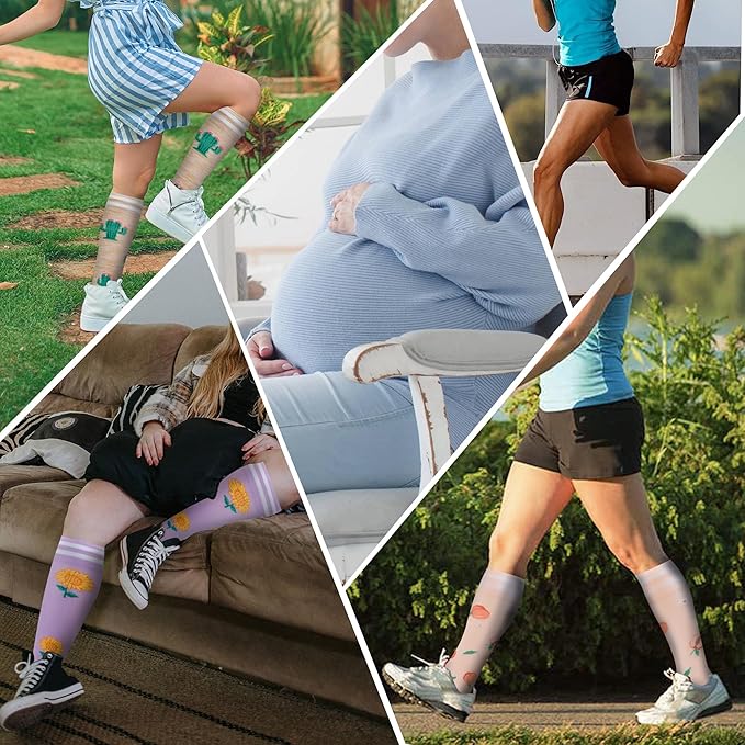 fenglaoda Compression Socks for Women Men Support Circulation 6 Pairs Socks For Nurse, Travel, Flight