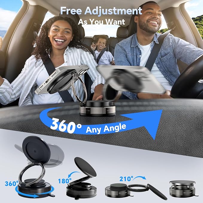 Miedecdel Magnetic Phone Holder for MagSafe, 360° Adjustable Car Phone Mount with 96+LBS Strongest Suction & 2800gf Strongest Magnetic for Dashboard/Gym/Mirror, Compatible with iPhone & Android