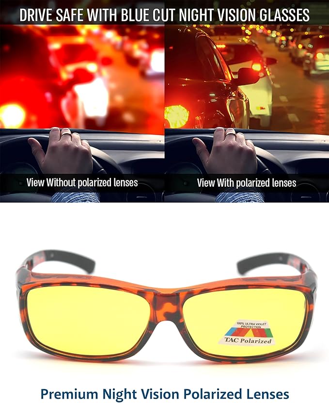BLUE CUT Fit Over Polarized Sunglasses Solar Shield Sunglasses To Wear Over Glasses