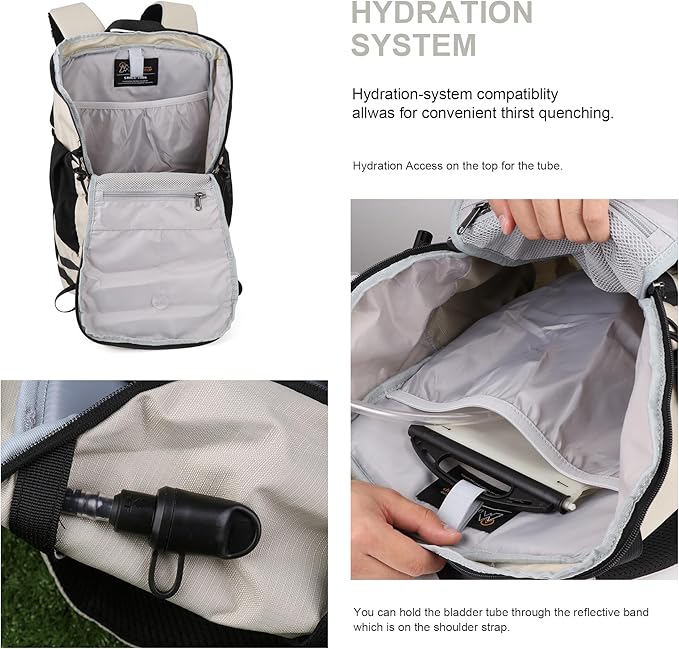 MOUNTAINTOP 35L Hiking Backpack, Lightweight Outdoor Travel Camping Daypack with Rain Cover for Men & Women（White）