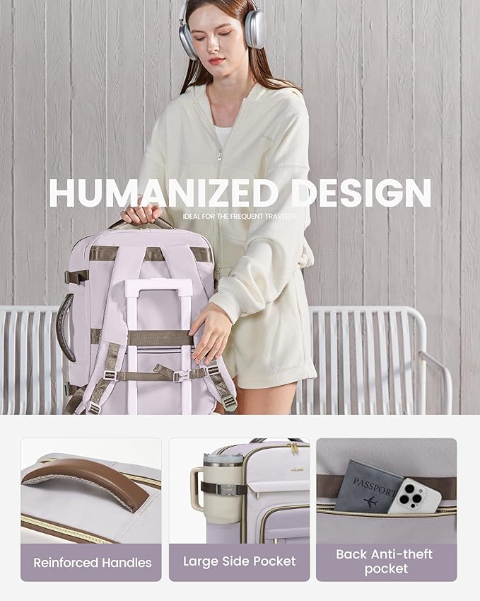 LOVEVOOK 50L Travel Backpack for Women & Men - 18 Inch Carry On Backpack & Personal Item Backpack for Airlines, Spacious and Durable Design, with 3 Packing Cubes