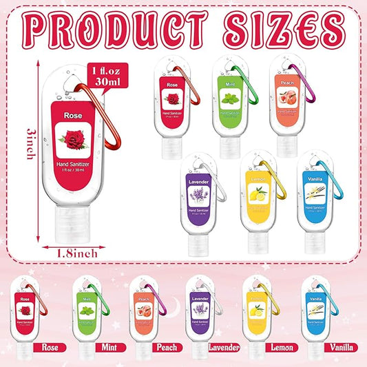 24 Pack Fruit Scented Hand Sanitizers Keychain Gift Mini Hand Sanitizer Bulk 1 oz Travel Size Sanitizer Keychain Gift Set Thanksgiving Christmas Party Favors Treat Goodie Bag Stuffer