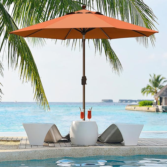 EliteShade USA 10-Year-Non-Fading 9Ft Market Umbrella Patio Umbrella Outdoor Table Umbrella with Ventilation, Rust