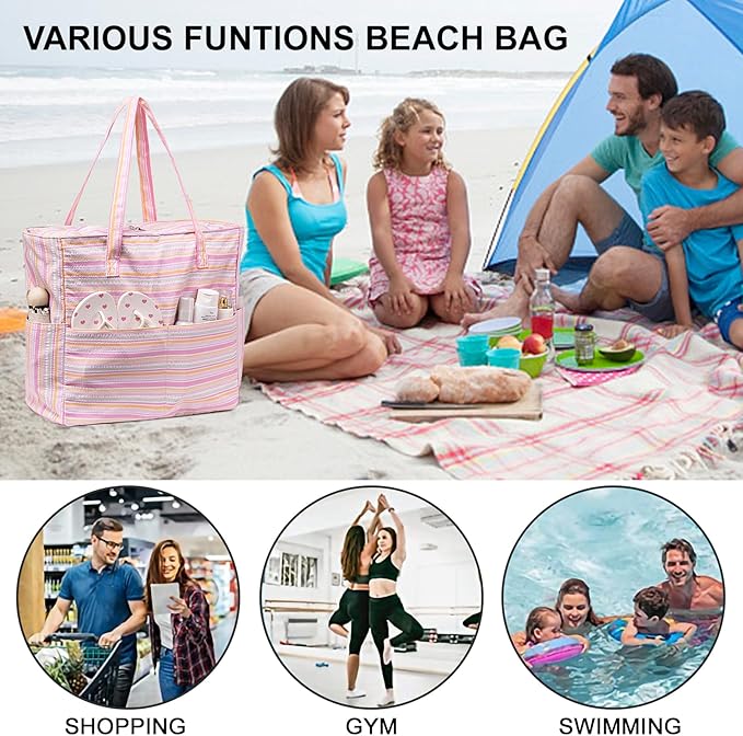 Bluboon Waterproof Beach Tote Pool Bags for Women Ladies Extra Large Carry On Bag With Wet Compartment for Weekender Travel