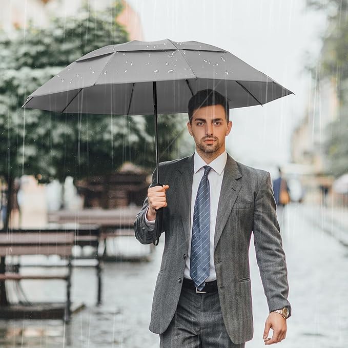 G4Free 42/46/54/62 Inch Large Golf Umbrella Compact Reverse Travel Umbrella 10 Ribs Windproof for Rain Double Canopy Automatic Open Close