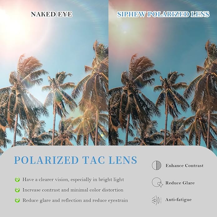 SIPHEW Polarized Sunglasses for Women | Vintage Square Sunglasses w UV400 Protection | Womens Wraparound Shade