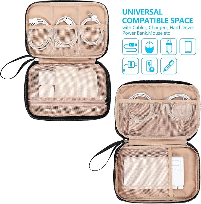 NISHEL Travel Cord Organizer Case, Large, black