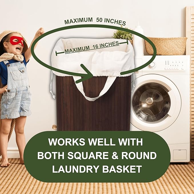 Heavy Duty Laundry Hamper Bags - Extremely Sturdy, Durable Canvas Replacement Laundry Hamper Liner - Works for Round & Square Hampers with Drawstring Closure (3 Pack)