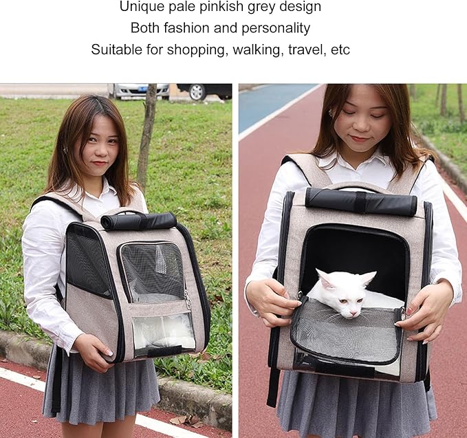 Carrying Backpack, Breathable Cat Carrier Backpack, Lightweight Portable Small Dog Backpack Carrier with Side, Ergonomic Travel for Cats and Small Dogs,