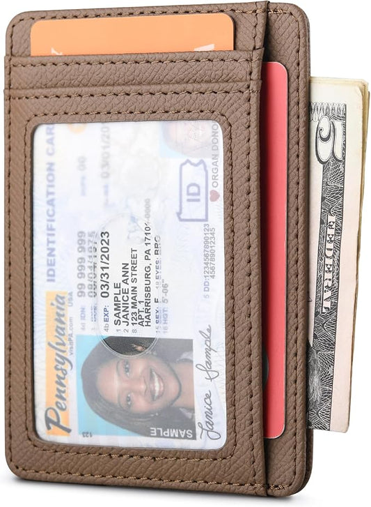 Buffway Slim Minimalist Front Pocket RFID Blocking Leather Wallets for Men and Women - Galaxy Maroon