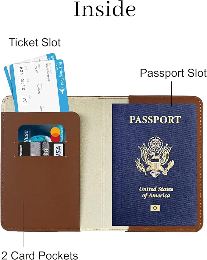 PU Leather Passport Holder Covers Case, Waterproof Rfid Blocking Travel Wallet Passport Holder(Espresso Brown)