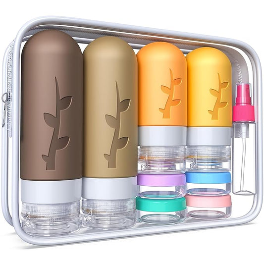 Travel Containers for Toiletries, 18pack TSA Approved Size Containers for Toiletries,travel bottles for Toiletries,travel Jars or Personal Essentials