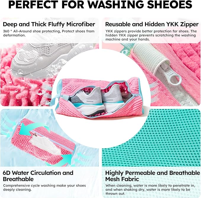 Shoe Washing Machine Bag: Shoe Bag for Washing Machine - Reusable Shoe Cleaning Bag for Sneaker Tennis Shoes Unstain Cleaner Kit