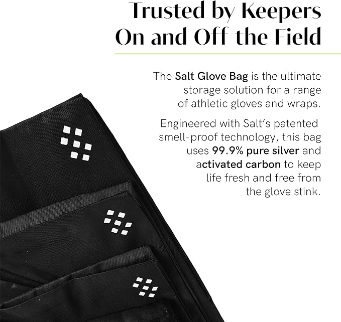 Salt Glove Bag Smell-Proof Durable Odor Containing Bag for Gloves - Medium - Water-Resistant and Easy to Clean Smell Proof Bag - Black