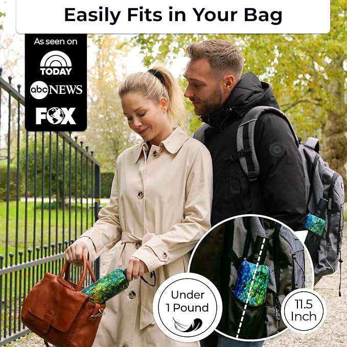 TUMELLA Strongest Windproof Travel Umbrella (Compact, Superior & Beautiful), Small Strong but Light Portable and Automatic Folding Rain Umbrella, Durable Premium Grip, Fits Car & Backpack