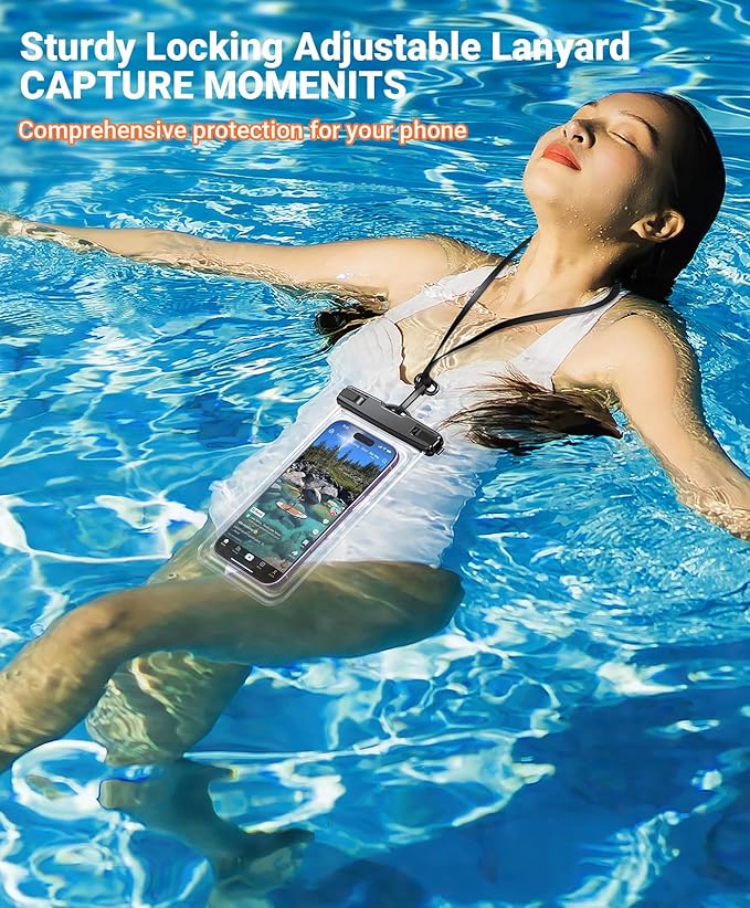 【2 Pack】Coolpow Waterproof Phone Pouch【Easy Lock & Heavy Duty】IPX8 Water Proof Cell Phone Dry Bag for Beach Vacation Waterproof Phone Case With Lanyard Protector for iPhone 17 Samsung All 4-7" Phone
