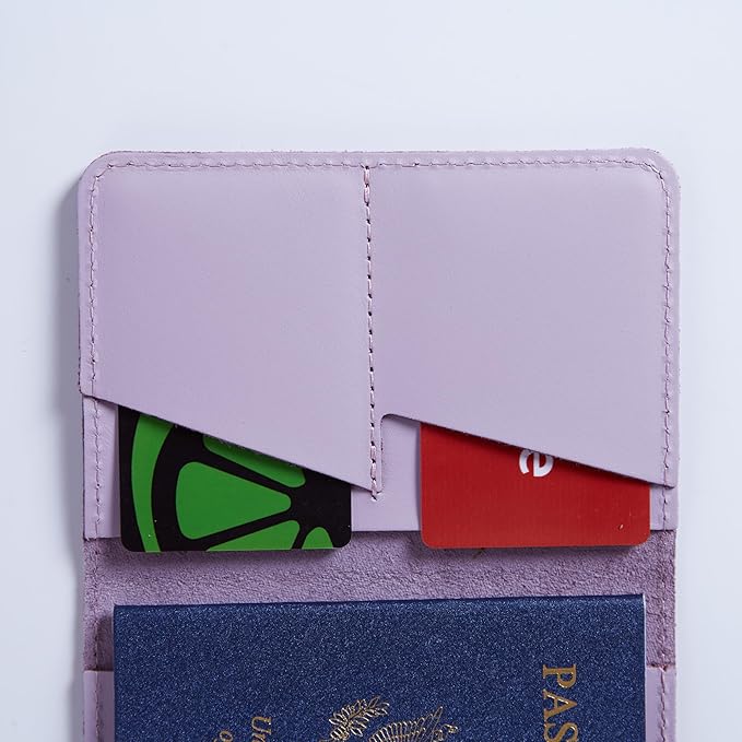 INCARNE US Passport Cover Clear - Travel Passport Wallet - Leather Passport Holder for Women Men Family with Card Slots & Note Compartmen - Sleeve Protector - Genuine Leather - Classic Fuchsia