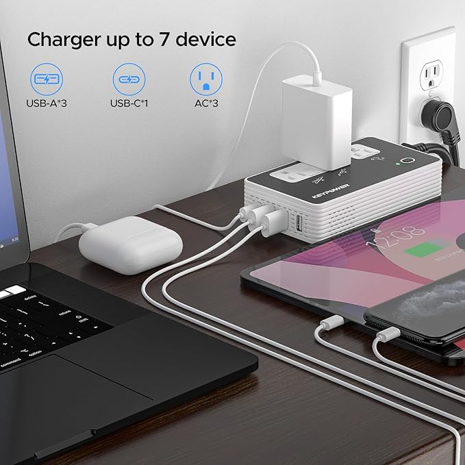 Key Power 2000W Step Down Converter, 220V to 110V Voltage Converter US to Europe, International Universal Travel Adapter with 3 AC Outlets and 4 USB(1 USB C) for Hair Dryer/Straightener.