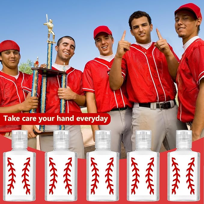 50 Pcs Baseball Party Favors - Mini Hand Sanitizer Baseball Team Gifts Bulk Travel Size for Senior Night Sports Theme Party Supplies Birthday Goodie Bags Stuff