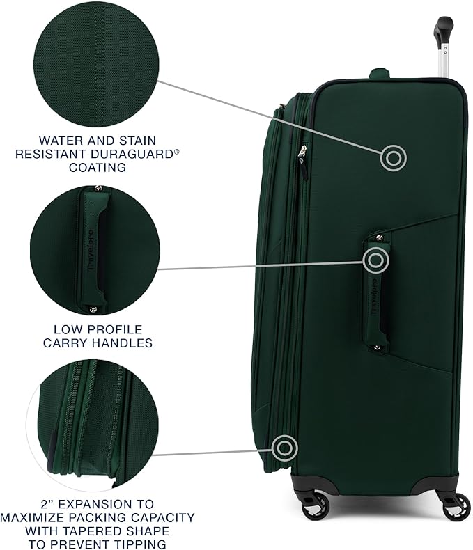 Travelpro Maxlite 5 Softside Expandable Checked Luggage with Spinner Wheels, Lightweight, 29-Inch — Forest Green