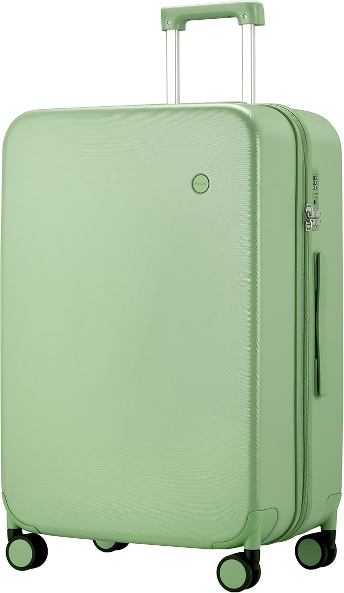 mixi Upgrade Luggage Suitcases with Spinner Wheels, Large Hardside Rolling Suitcase PC with TSA Lock Travel Case 26in Checked in, Fine Grid Avocado Green