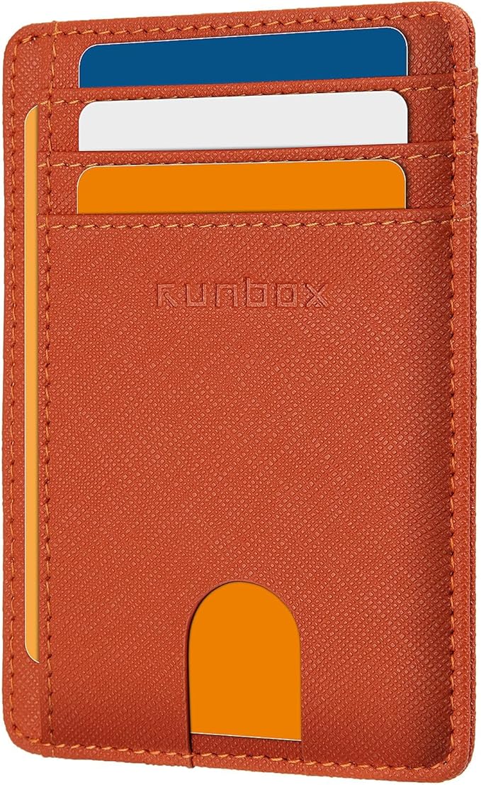 RUNBOX Slim Minimalist Front Pocket RFID Blocking Leather Wallets for Men and Women Card Holder Wallets Gifts for men