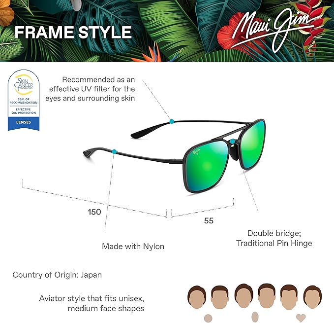 Maui Jim Polarized Men's and Women's Keokea Aviator Sunglasses