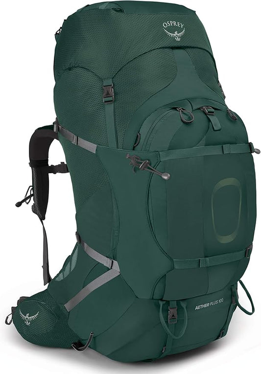 Osprey Aether Plus 100L Men's Backpacking Backpack, Axo Green, S/M