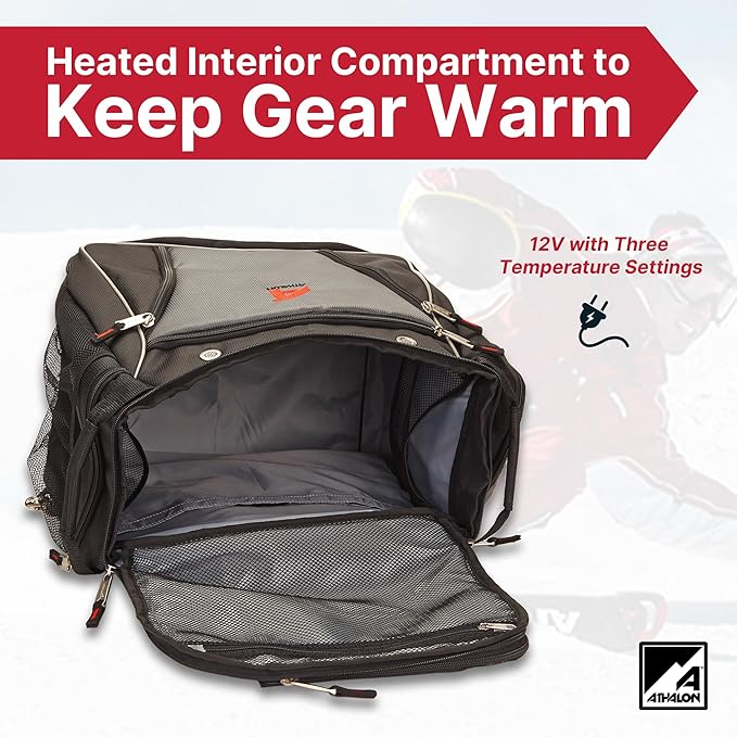 Athalon Heated Ski/Snowboard Boot Bag, Stores Gear Including Helmet, Goggles & Gloves, 12V Power, Grey & Black