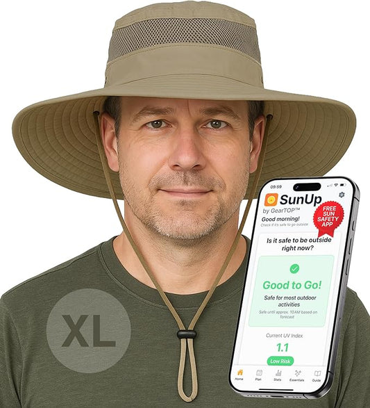 GearTOP Safari Hat for Men Sun Hats for Women UV Protection UPF 50+ Fishing, Gardening, Hiking Hat (22-23 1/2")