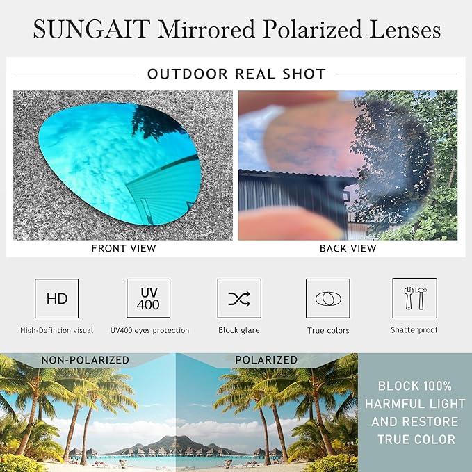 SUNGAIT Women's Lightweight Oversized Aviator Sunglasses - Classic Style Polarized Lens