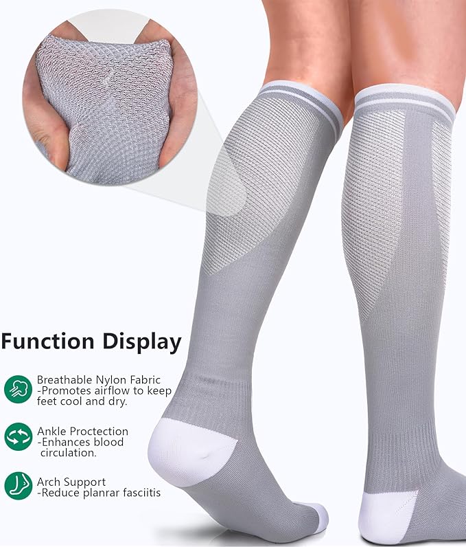 FuelMeFoot 3 Pack Copper Compression Socks - Compression Socks Women & Men Circulation - Best for Medical,Running,Athletic