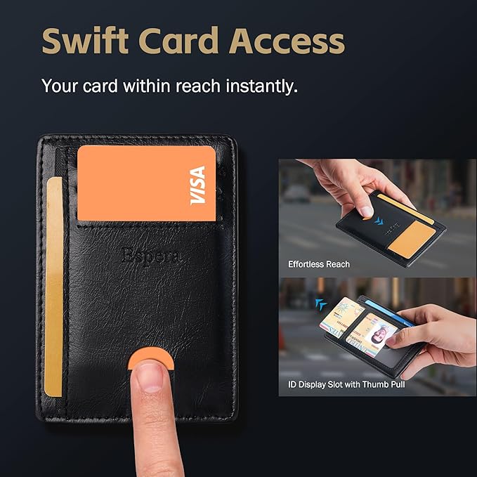 Espera Slim Minimalist Wallet for Men and Women, RFID Blocking Credit Card Holder, Thin Front Pocket Travel ID Case, Gifts for Men
