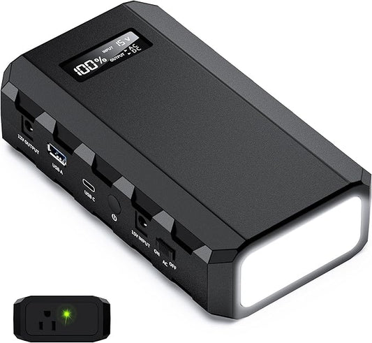 SinKeu Laptop Power Bank with AC Outlet, 65W/110V Portable Laptop Charger with QC3.0 USB*1/USB-C *1, 88.8Wh/24000mAh Portable Power Bank Fast Charging for Camping Travel Home Power Backup