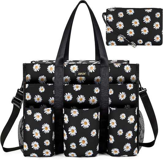 IBFUN Utility Tote Bag with 14/24 Pockets Zip Top Teacher Tote Bag for Teacher/Work Women