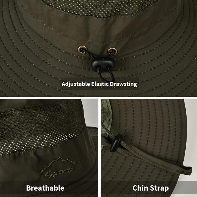 Sun Hats for Men Women Fishing Hat UPF 50+ Breathable Wide Brim Summer UV Protection Hat