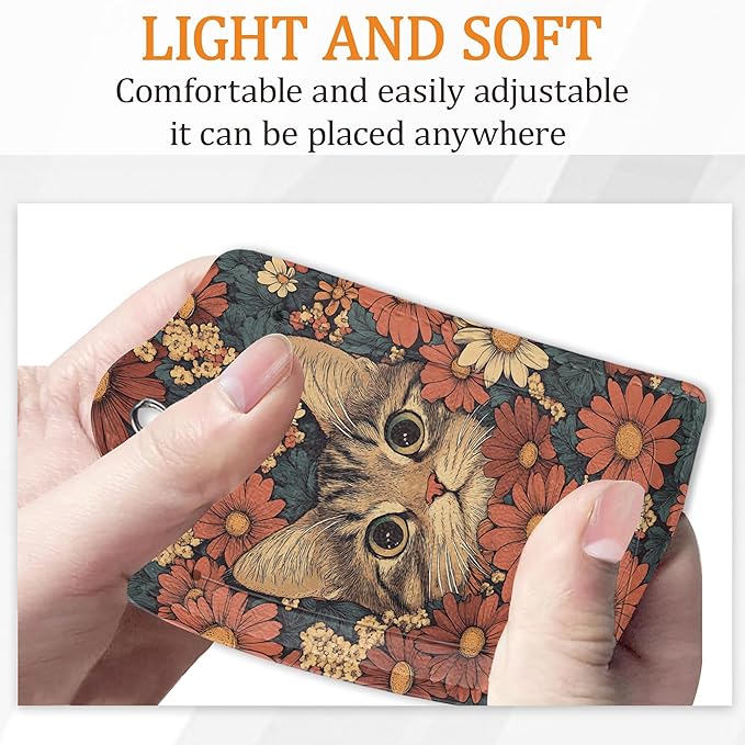 Flower Cat 3 Pack Luggage Tag for Suitcase, Unique Leather Travel Tags Identifiers with Privacy Name Address Labels & Durable Steel Loop for Women Men Travel