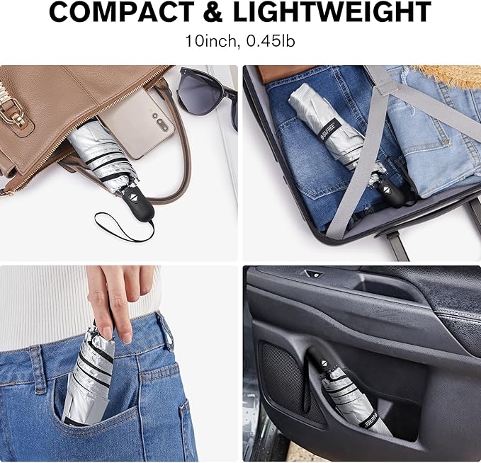 G4Free Mini Ultralight Umbrella UPF 50+ UV Protection Compact Lightweight Travel Umbrella Super Slim Small Portable Automatic Open and Close,40 Inch